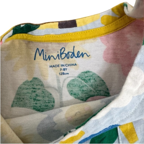 Mini Boden Floral and Bee Print Short Sleeve Cotton Jersey Dress size 7/8 - Picture 7 of 11